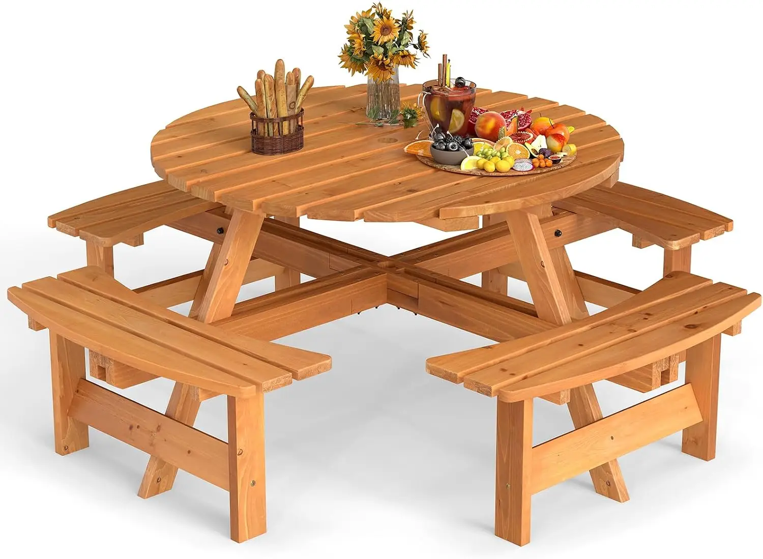 Outdoor Camping Usa - USA Stock 8-persoons houten picknicktafel met