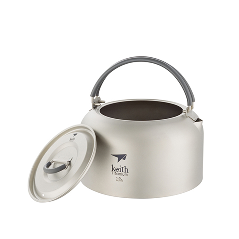 Outdoor Camping Dining Set - Keith Titanium Ketel 1L, Bacteriostatisch Bestek,
